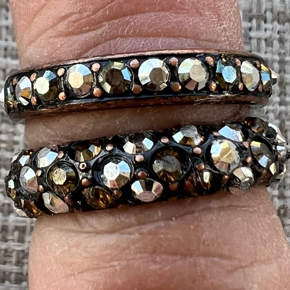 Set Of Two Brighton Copper Topaz Crystal Voyage Rings  Size 6